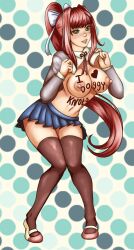 1girls doki_doki_literature_club half-dressed kyunamaori monika_(doki_doki_literature_club) solo text_on_body