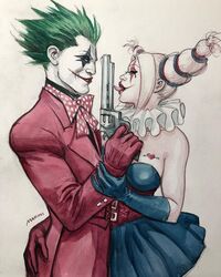 1boy batman:_the_dark_prince_charming dc_comics enrico_marini female gun harley_quinn harley_quinn_(the_dark_prince_charming) joker joker_(the_dark_prince_charming) licking licking_gun revolver straight