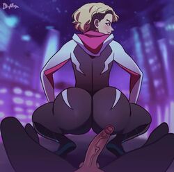 <1_second_video 1boy 1girls 2d alternate_version_available animated ass balls blonde_hair blue_eyes d-art dark-skinned_male dark_skin eyebrow_piercing fat_ass_teen female gwen_stacy hoodie interracial male male_pov marvel miles_morales no_sound pawg penis pov shorter_than_10_seconds shorter_than_30_seconds spider-gwen spider-man:_into_the_spider-verse spider-man_(series) squatting teenage_girl teenager twerking vein veins veiny veiny_penis video