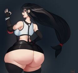 1girls ass big_ass black_hair bottom_heavy dat_ass elbow_gloves fat_ass female final_fantasy final_fantasy_vii huge_ass long_hair massive_ass red_eyes solo sweetscentedcrescent tagme thick_thighs thighhighs tifa_lockhart wide_hips