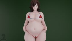 1girls 3d bbw bedroom_eyes belly big_belly big_breasts bikini blender blender_(software) breasts brown_hair christmas christmas_clothing chubby chubby_female fat fat_ass female female_only holidays mei_(overwatch) micro_bikini overwatch overweight plump presenting_belly solo theduudeman thick thick_thighs wide_hips