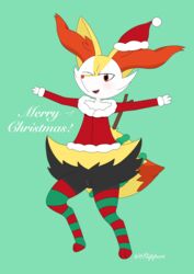 absurd_res anthro black_body black_fur blush bodily_fluids braixen christmas christmas_clothing christmas_headwear clothing costume digital_media_(artwork) female fur genital_fluids genitals hair hat headgear headwear hi_res holidays jacket legwear nintendo piipperi pokémon_(species) pokemon pokemon_(species) pussy red_body red_clothing red_eyes red_fur red_hair santa_costume santa_hat solo stick stockings thigh_highs topwear video_games white_body white_fur yellow_body yellow_fur