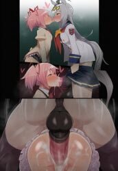 1futa 1girls ai_generated animal_genitalia_on_humanoid ass balls big_penis blush crossover cum cum_in_mouth cum_in_pussy cum_in_throat cum_inside deepthroat erection fellatio female futanari horse_penis horsecock horsecock_on_humanoid intersex kaname_madoka kissing light_skin madoka_kaname oguri_cap_(umamusume) penis pink_eyes pink_hair puella_magi_madoka_magica pussy rule_madoka sex short_hair size_difference testicles thick_thighs thighs tongue tongue_kiss umamusume umamusume:_cinderella_gray vaginal_penetration vaginal_sex white_hair wide_hips
