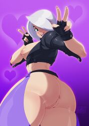 1girls angel_(kof) ass big_ass blue_eyes clothed clothed_female curvy curvy_female fat_ass female from_behind huge_ass jacket king_of_fighters light-skinned_female light_skin looking_at_viewer looking_back outdoors pale-skinned_female pale_skin panties public pussy short_hair smiling source_request thick thick_ass thick_thighs thighs tight_clothes tight_pussy tovio_rogers voluptuous voluptuous_female white_hair