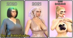 1girls billie_eilish bimbo bimbofication blonde_hair cleavage english_text fake_breasts female female_only green_hair huge_breasts huge_lips hyper_bimbo hyper_lips nipple_tape ponytail queen_of_spades semper_jack silicone_implants solo text