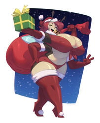 1girls 4_arms armwear ass bell belly belly_button big_ass big_breasts big_butt bigdad bow breasts bug bug_girl butt christmas christmas_clothing christmas_headwear christmas_outfit cleavage closed_eyes clothed clothes clothing curvy_body curvy_female curvy_figure elbow_gloves eyes_closed female female_only full_body grey_skin heels hips holidays hourglass_figure huge_ass huge_breasts huge_butt humanoid insect_girl insect_humanoid insect_wings insects large_ass large_breasts large_butt legwear long_hair multi_arm multi_limb navel object_in_hand open_mouth panties peace_sign present red_clothing red_hair red_legwear red_stockings santa_costume santa_hat santa_suit snow solo solo_female stockings thick thick_ass thick_thighs thighs toast-arts wide_hips