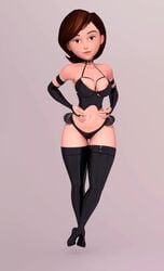 3d animated ass big_ass big_breasts big_butt black_bra black_panties bra disney helen_parr large_ass lingerie medium_breasts panties pin3d pixar smooth_skin the_incredibles thick_thighs video