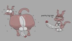 7:4 aliasing anthro ass backsack balls ballsack bandai_namco bedroom_eyes big_balls big_butt big_penis blush blush_lines bodily_fluids bragging claws dialogue digimon digimon_(species) digital_media_(artwork) english_text eyebrows fangs feet gay genital_fluids genitals glans glistening glistening_balls glistening_body glistening_butt glistening_genitalia guilmon huge_balls huge_butt huge_cock looking_at_self looking_at_viewer looking_back male markings multicolored_body narrowed_eyes nude_anthro nude_male nxyitn open_mouth penis precum pupils raised_eyebrow raised_tail red_body scalie scrotum scrotum_flap seductive shocked solo standing submissive submissive_male sweat sweatdrop sweating_profusely sweaty_butt tail talking_to_viewer teeth text thick_thighs toe_claws toes vein veiny_penis white_body white_sclera yellow_eyes