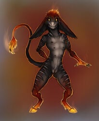 ambiguous_gender anthro black_nipples black_pussy genitals hi_res hooves jakthedrox nipples phenox pussy