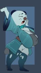 anthro areola big_breasts breasts clothed clothing female genitals hi_res huge_breasts hyper hyper_breasts inverted_nipples nintendo nipples no_underwear oshawott overweight penlink pokemon pokemon_(species) pussy solo video_games