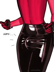 alastor_(hazbin_hotel) artist_request bulge bulge_through_clothing bulge_under_clothes claws hazbin_hotel latex latex_clothing latex_skirt not4meeither source_request tagme