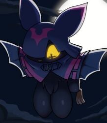 bandai_namco bat big_breasts breasts busty busty_feral chiropmon covered_eye digimon digimon_beatbreak female feral flying furry hanging_breasts shortstack solo_female tippycat wings