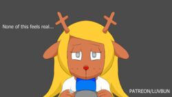 16:9 animated anthro antlers blonde_hair capreoline cervid deltarune duo fellatio female first_person_view floppy_ears freckles grey_eyes hair hi_res horn human lil'bun looking_up male male/female mammal noelle_holiday oral penile red_nose reindeer ring sex simple_background snowgrave spiked_ring submissive submissive_female text undertale_(series) video_games