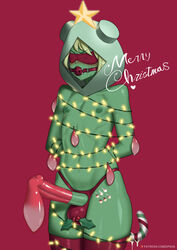 adventure_time bondage cartoon_network christmas christmas_outfit femboy fern_the_human green_body green_hair green_skin penis zipsha