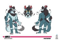 anthro arm_tuft asian_mythology balls barbel_(anatomy) beard biped black_nose blue_balls blue_body blue_eyes body_hair brown_beard brown_chest_hair brown_facial_hair brown_fur brown_hair brown_pubes chest_hair chest_tuft clothed clothing digital_media_(artwork) dragon east_asian_mythology eastern_dragon elbow_tuft erection eyebrows facial_hair fangs flesh_whiskers foreskin fur genitals glans hair horn humanoid_genitalia humanoid_penis looking_at_viewer male mane model_sheet muscular muscular_anthro muscular_male mythological_creature mythological_scalie mythology nariz_(nickad69) navel nickad69 nude partially_retracted_foreskin penis pink_glans pink_penis pubes raised_hand red_claws red_horn ref_sheet retracted_foreskin scalie smile smiling_at_viewer solo tail teeth text tuft uncircumcised whiskers white_background white_body yellow_sclerasimple_background