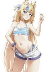 absurd_res absurdres ahoge animal_ear_fluff animal_ears armpit armpit_crease armpits bangs belly_button big_hips bikini bikini_bottom bikini_thong bikini_top blonde-haired_female blonde_female blonde_hair blonde_hair_female blue-eyed_female blue_bikini blue_eyes blue_hair blue_panties blue_swimsuit blush blush_lines blushing_at_viewer blushing_female brat breasts cat_ears cat_girl catgirl child_bearing_hips clothed clothed_female exposed_midriff exposed_shoulders exposed_torso eyebrows_visible_through_hair female female_focus female_only female_torso fish fish_girl flat_chest flat_chested fluffy fluffy_ears grin hands_on_hips highleg highleg_panties highres huge_hips indie_virtual_youtuber large_hips light-skinned_female light_skin long_hair looking_down multicolored_hair non-nude open_bottomwear open_clothes open_shorts pale pale-skinned_female pale_skin panties paper paper_boat petite petite_body petite_breasts petite_female petite_tits ribbon sameko_saba samukzz short_shorts shorts side-tie_bikini side-tie_panties simple_background skindentation small_boobs small_breasts small_tits smile smiling smug smug_face smug_grin solo solo_female solo_focus striped striped_bikini striped_clothing striped_panties stripes swimsuit swimsuit_under_clothes thick_thighs thighs thong thong_bikini tummy two-tone_hair two_tone_hair unbuttoned unbuttoned_shorts very_long_hair virtual_youtuber vtuber white_background wide_hipped_female wide_hips