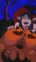 2girls acidsticky anilingus bodypaint dark-skinned_female dark_skin fat_ass female female/female female_only hairy_pussy halloween halloween_pumpkin halloween_theme heterochromia imminent_anilingus imminent_oral imminent_rimming latina lilith_clawthorne long_tongue luz_noceda painted_butt presenting_ass presenting_hindquarters pubic_hair pumpkin_butt pussy rimming the_owl_house white_skin white_skinned_female witch witch_hat yuri
