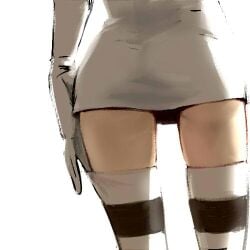 1girls a-ka asian asian_female ass ass_focus booty booty_focus butt_focus clothed clothed_ass clothed_female female female_focus female_only from_behind gorillaz hand_on_hip hand_on_leg hand_on_thigh head_out_of_frame legs legs_apart lowres no_background noodle_(gorillaz) noodle_(plastic_beach) plastic_beach skirt small_ass small_butt solo solo_female solo_focus thighhighs thighhighs_only thighs thighs_apart white_background zettai_ryouiki