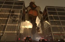 1girls 3d ass big_ass bradengts city clothed clothing female female_focus giantess light-skinned_female light_skin macro nier:_automata rear_view size_difference upskirt white_hair yorha_2b