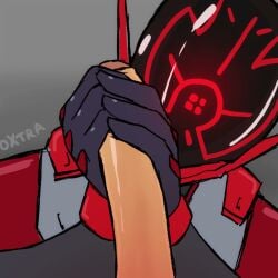 1female 1girls animated anthro armor armored_female double_handjob eye_contact female fortnite fortnite:_battle_royale glowing_eyes handjob handwear helmet helmet_only human human_on_humanoid long_penis looking_at_viewer male_pov mask oxtra penis pov robot robot_humanoid tagme the_order_(fortnite) video