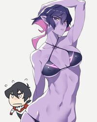 alien bikini breasts colored_sclera dreamworks female female_focus hand_on_head hand_over_head keith_kogane krolia milf nipples pointed_ears pointy_ears purple_eyes purple_hair purple_skin tagme tagme_(artist) voltron voltron:_legendary_defender yellow_sclera