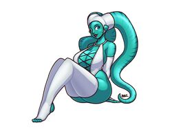 alien alien_girl blazbaros blue_eyes blue_skin cleavage curvy huge_breasts original_character revealing_clothes slave star_wars stirrup_legwear stockings thick_thighs toeless_legwear twi'lek voluptuous