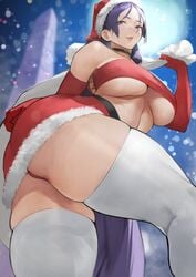 1girls 2021 breasts christmas fate/grand_order fate_(series) female female_only hi_res hips holding_object huge_breasts long_hair low-angle_view mature_female milf minamoto_no_raikou_(fate/grand_order) present_bag purple_eyes purple_hair red_clothing santa_hat simple_background skindentation skirt slim_waist smile snow thick_thighs thighhighs thighs underboob very_high_resolution very_long_hair wide_hips yoshi55level yoshio_(55level)