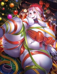 1girls alternate_version_available big_breasts breasts breasts_bigger_than_head christmas christmas_decorations christmas_tree feet_out_of_frame female female_only floppy_ears furry furry_only goat holidays horns huge_breasts innie_belly_button long_ears no_humans ocaritna tagme thick_thighs thighs thighs_bigger_than_head toby_fox toriel undertale undertale_(series) white_body white_fur