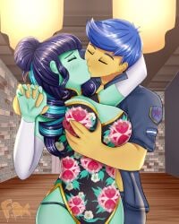 1boy 1girls big_breasts breasts chandelier coloratura_(eg) coloratura_(mlp) dress equestria_girls female flash_sentry flash_sentry_(eg) focus_bx friendship_is_magic groping hasbro hi_res highres holding_hands imminent_sex interlocked_fingers kissing large_breasts male my_little_pony panties passionate romantic romantic_couple side_slit straight