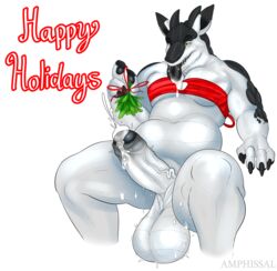 amp_(amphissal) amphissal anthro balls big_balls big_penis bodily_fluids christmas dragon drooling excessive_precum genital_fluids genitals hi_res holidays leaking leaking_precum male mistletoe penis plant precum saliva solo solo_focus sweat sweaty_genitalia thick_thighs vein veiny_penis