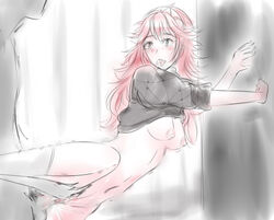 1boy 1girls against_wall artist_request breasts female fire_emblem fire_emblem_fates medium_breasts nintendo pink_hair sex sex_from_behind shirt_lift sketch soleil_(fire_emblem) source_request straight