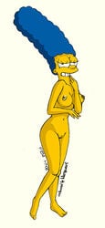 blue_hair breasts color curly_hair exposed_breasts eyes female female_only fpa hair human long_hair marge_simpson mouth nipples nudity open_eyes skin smile solo standing the_simpsons yellow_skin