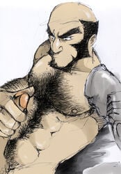 abs balls bara barazoku beard cowboy_bebop daddy hairy jet_black male_only tagme white_background