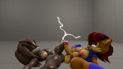 2futas 3d anthro balls big_breasts big_penis breasts cum cumshot duo frottage furry futa_on_futa futa_only futanari huge_cock humanoid_penis penis sally_acorn sfm_default_map sonic_(series) source_filmmaker tikal_the_echidna