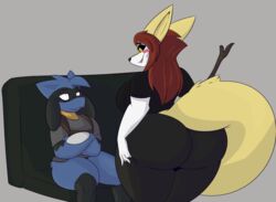 big_ass big_breasts braixen curvy dewwy(dewwydartz) dewwydartz female game_freak huge_ass maddie(dewwydartz) male nintendo pokémon_(species) pokemon pokemon_(species) riolu tagme