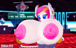 1girls 3d breasts breasts_out dra111_(artist) dragon316 female gigantic_breasts kirby_(series) kirby_planet_robobot kirby_star_allies mouthless mouthless_female solo susanna_patrya_haltmann susie_(kirby) wardrobe_malfunction