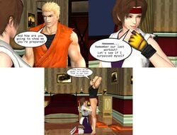 1boy 1girls 3d art_of_fighting asian asian_female asian_male blowjob dialogue english_text fellatio female incest king_of_fighters male manga ryo_sakazaki sakazaki_brotherly_incest snk straight text thepervertedxnart tomboy xnalara yuri_sakazaki