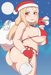 1girls big_ass big_breasts big_butt bikini blonde_hair christmas christmas_hat christmas_outfit female female_only huge_breasts kabeume light-skinned_female light_skin long_hair mature_female naruto naruto_(classic) naruto_(series) naruto_shippuden puffy_nipples santa_hat slug solo tsunade