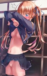 1girls breasts extremely_large_filesize female female_only high_resolution human large_filesize nipples pussy saenai_heroine_no_sodatekata sawamura_spencer_eriri shun'ya_(daisharin36) small_breasts solo uncensored undressing very_high_resolution