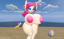 1girls 3d alien alien_girl beach beach_ball dra111_(artist) dragon316 female female_only huge_breasts kirby_(series) kirby_planet_robobot mouthless mouthless_female naked naked_female nude nude_female pink_hair solo solo_female susanna_patrya_haltmann susie_(kirby)