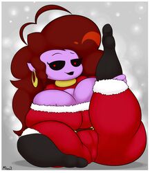 1girls breasts brown_hair christmas christmas_outfit chubby cute doobus_goobus earrings female_only friday_night_funkin friday_night_hunkin’ hyper hyper_breasts large_breasts md002 milf mommy_mearest mommy_mearest_(doobus_goobus) purple_skin shortstack thick_thighs thighs