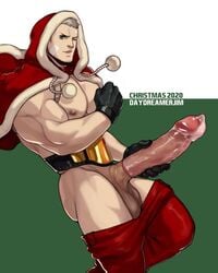 1boy akihiko_sanada barazoku boots christmas condom daydreamerjim erection holidays horsecock male male_focus male_only megami_tensei muscles persona_3 shin_megami_tensei solo