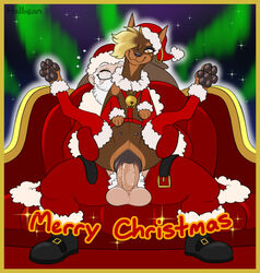 2021 animal_genitalia animal_pussy balls blonde_hair brown_body brown_fur canid canine canine_pussy canis christmas clothed clothing dobermann domestic_dog duo female feral fur genitals hair halbean hi_res holidays human human_on_feral interspecies male male/female male_human/female_feral male_on_feral mammal multi_nipple multicolored_body multicolored_fur nipples pawpads penetration penis pepper_(halbean) pinscher pussy santa_claus two_tone_body two_tone_fur vaginal_penetration zoophilia