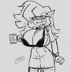 angry anthro big_breasts bra breast_expansion breasts business callie_briggs cleavage clothed clothing coffee_mug domestic_cat expansion eyewear felid feline felis female glasses hanna-barbera huge_breasts mammal office_lady sketch solo suit swat_kats underwear wardrobe_malfunction zer0 zer0ember