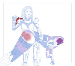 alien alien_girl kalidwen mass_effect quarian red_ass spanked spanking tali'zorah_nar_rayya