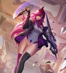 academy_series academy_vladimir battle_academia_jayce battle_academia_katarina battle_academia_series bottomless clothed dark-skinned_male jayce_talis katarina_du_couteau league_of_legends legends_of_runeterra public public_nudity pussy school vladimir_(league_of_legends) wushiwushi