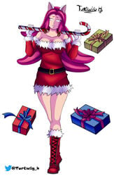 big_ass big_breasts cat_ears christmas_outfit monster_legends neko nikasia pink_hair turtwig_h white_eyes