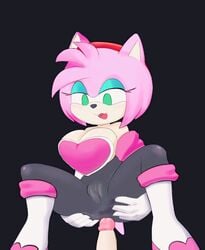 amy_rose amy_the_bat anthro cameltoe pink_fur pink_hair rouge_the_bat_(cosplay) sonic_(series)