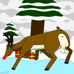 absurd_res ass capreoline cervid genitals hi_res holidays male male/male mammal penis presenting presenting_hindquarters reindeer rudolph_the_red_nosed_reindeer solo x-mas zombifaction