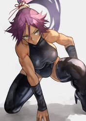 1girls black_legwear bleach breasts dark-skinned_female dark_skin female female_only high_heel_boots high_heels shihouin_yoruichi solo yoshi55level yoshio_(55level)